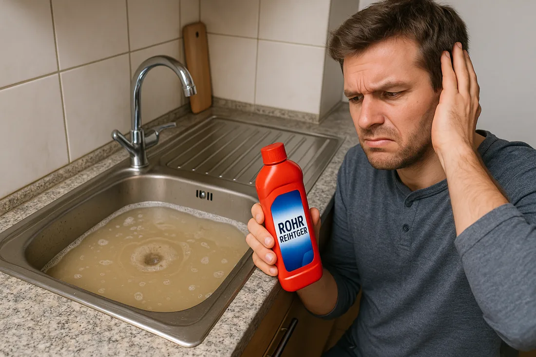 Ein verstopfter Abfluss kann trotz Rohrreiniger bestehen bleiben.